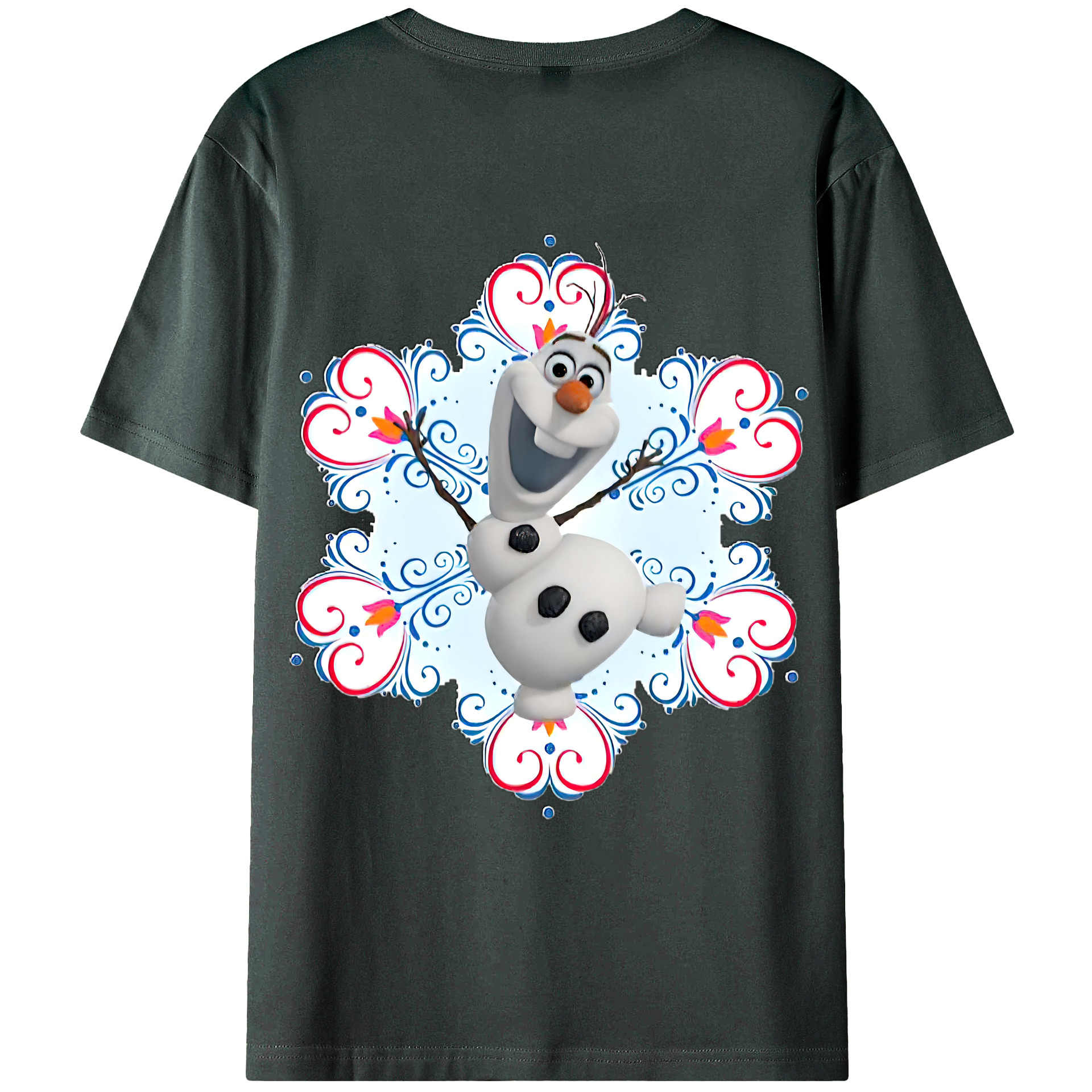（画像用） アナと雪の女王 アンナ エルサ Frozen Anna Elsa 綿100％ メンズ半袖Tシャツ（バックプリント） 通気性